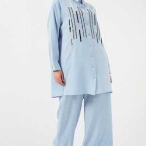 Powder Blue Embroidered Two-Piece Set
