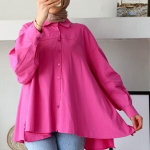 Pink Oversized Button-Down Tunic