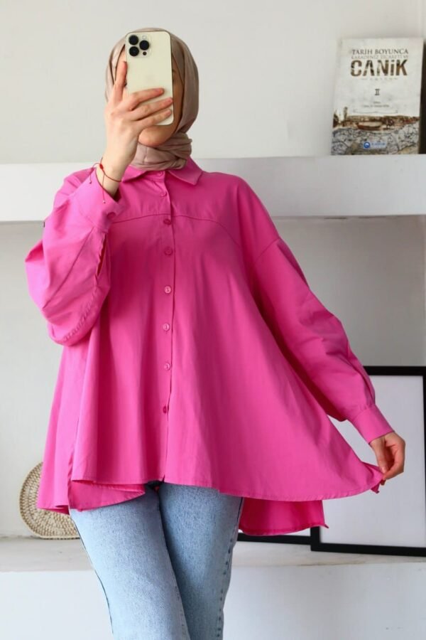 Pink Oversized Button-Down Tunic