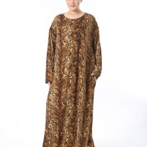 Alternative view of Golden Python Print Maxi Abaya Dress – Loose Fit, Modest & Elegant