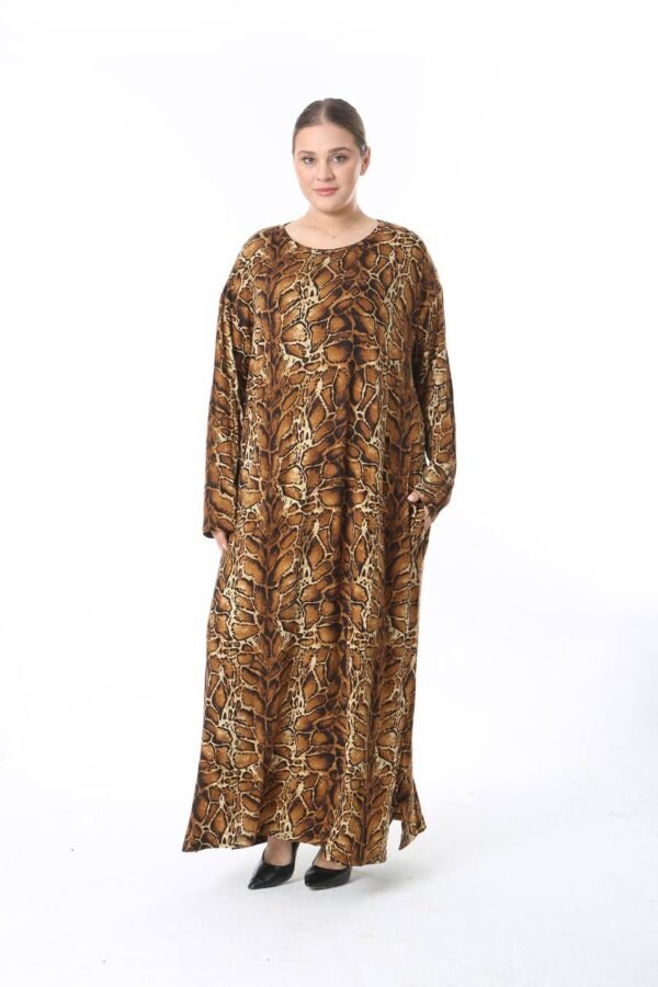 Golden Python Print Maxi Abaya Dress – Loose Fit, Modest & Elegant - Image 2