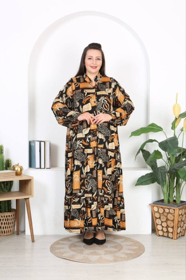 Boho Tribal Print Maxi Abaya Dress – Loose Fit, Modest & Vibrant - Image 3