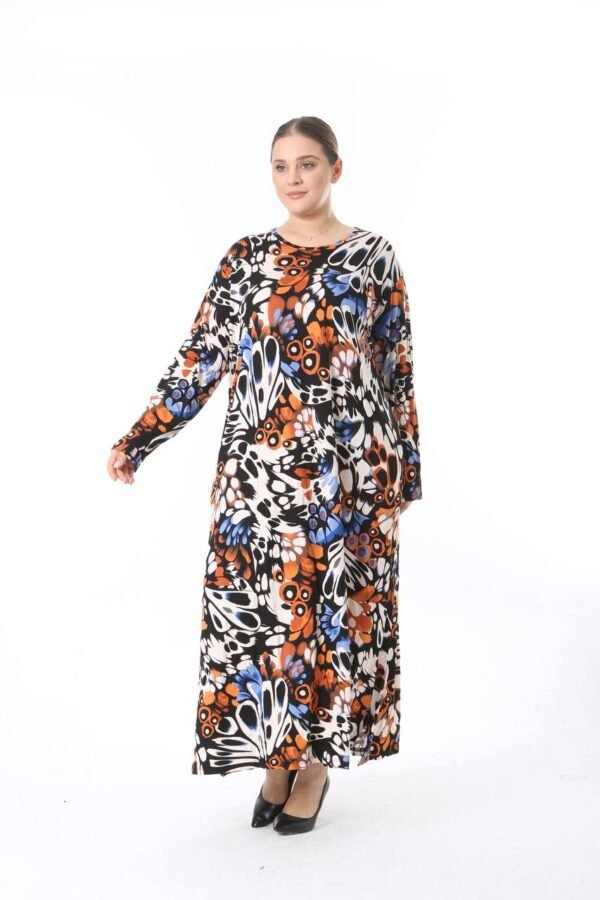 Abstract Butterfly Print Maxi Abaya Dress – Loose Fit, Colorful & Modest
