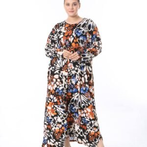 Alternative view of Abstract Butterfly Print Maxi Abaya Dress – Loose Fit, Colorful & Modest