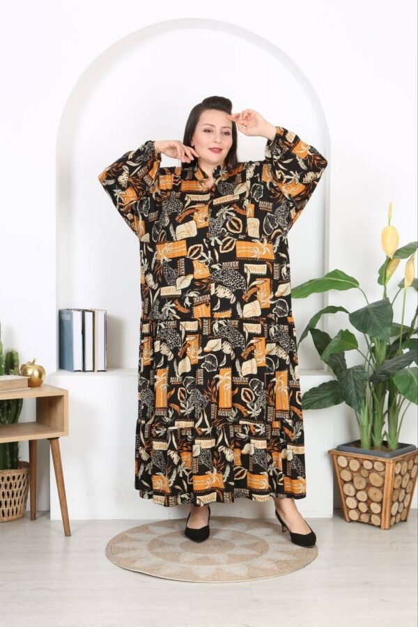 Boho Tribal Print Maxi Abaya Dress – Loose Fit, Modest & Vibrant