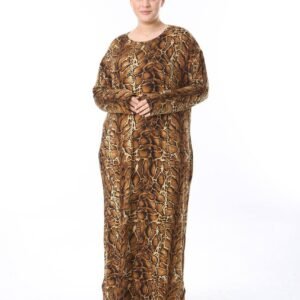 Golden Python Print Maxi Abaya Dress – Loose Fit, Modest & Elegant